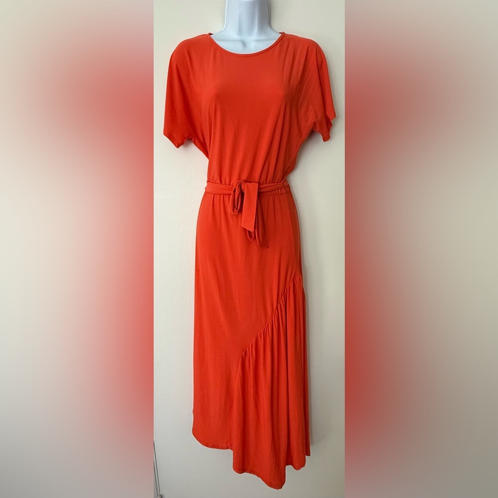 Warehouse Vibrant Orange Asymmetrical Dress